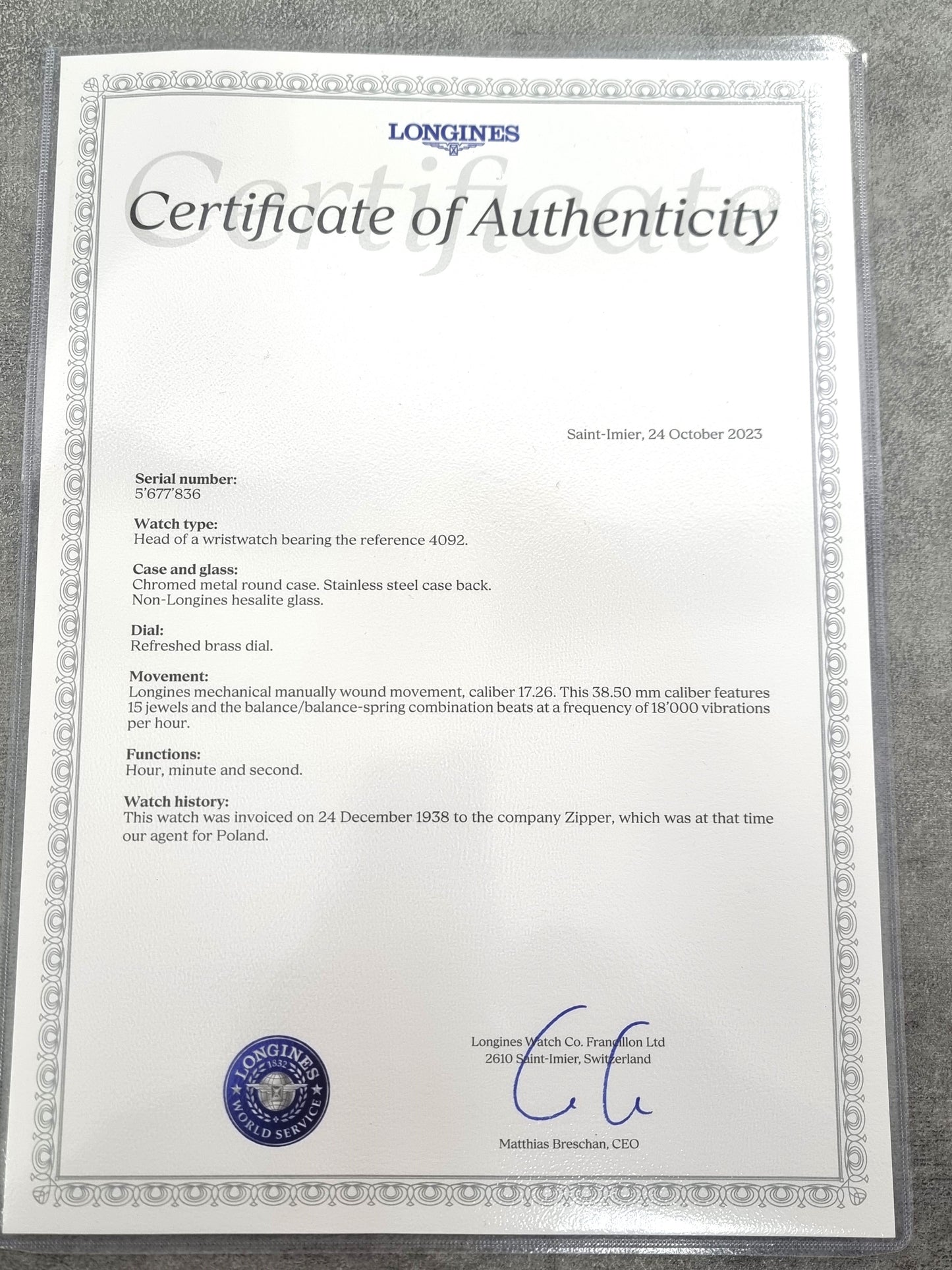 Longines 4092 Oversized Military Watch